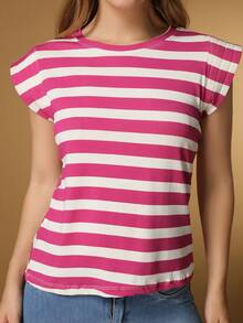 Summer Striped Sleeveless Blouse - Hồng - Xem 5