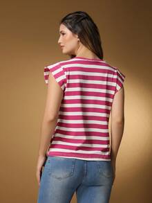 Summer Striped Sleeveless Blouse - Hồng - Xem 3
