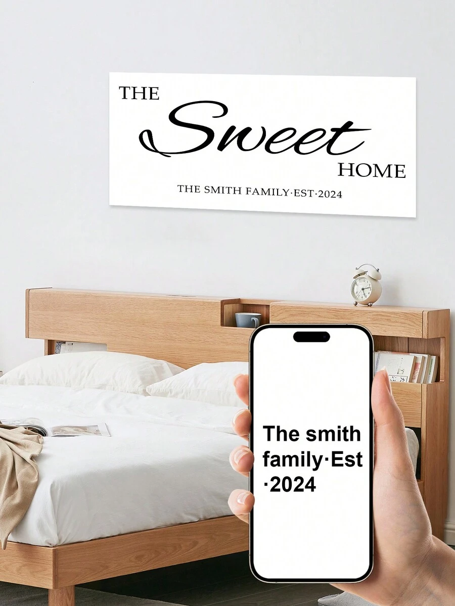 1pc Custom Text Wallpaper Sticker, Decor Mural For Living Room, Bedroom