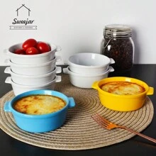 Sweejar Home Ceramic Souffle Dishes, Round Handle-Ramekins-Baking, 300ml For Pudding,Creme Brulee,Souffle - Set Of 6 - White - View 3