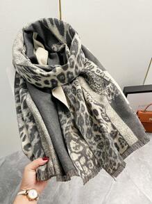 FADZOYLE 1 chiếc khăn choàng Jacquard họa tiết da báo cho nữ, khăn choàng nghệ thuật cho nữ, khăn choàng Poncho dài, khăn choàng quấn, khăn choàng lưới lớn giữ ấm mùa đông, khăn choàng lớn, bộ sưu tập thời trang mới thanh lịch, quà tặng cô dâu, phù dâu, khăn choàng du lịch - khăn quàng cổ - Xem 7