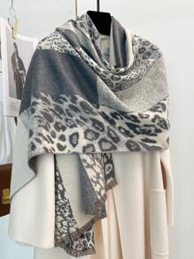 FADZOYLE 1 chiếc khăn choàng Jacquard họa tiết da báo cho nữ, khăn choàng nghệ thuật cho nữ, khăn choàng Poncho dài, khăn choàng quấn, khăn choàng lưới lớn giữ ấm mùa đông, khăn choàng lớn, bộ sưu tập thời trang mới thanh lịch, quà tặng cô dâu, phù dâu, khăn choàng du lịch - khăn quàng cổ - Xem 6