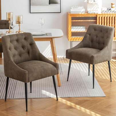 Set Of 2 Dining Chairs With Metal Feet, Modern Kitchen Chairs With Backrest, Dining/Living Room Lounge Chairs