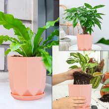 Four Medium-Sized Octagonal Flower Pots, High-Quality And Lightweight Flower Pots, With Subtle Patterns On The Outer Wall Of The Pots To Showcase Their Quality. Made Of High-Quality PP Material, It Greatly Reduces Weight While Ensuring The Original Strength, Making It Easier To Move After Planting Plants. PP Material Plastic Flower Pots Are Safer And Healthier, Caring For The Healthy Growth Of Plants. Choose From Four Different Colored Flower Pots According To Your Needs - 西瓜粉 - 查看 4