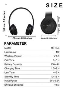 Wireless Headphones, Foldable, Extendable, Affordable Gift For Valentine's Day And Christmas, With Stereo Sound, Bass, MP3 Player, Portable - Black - View 7