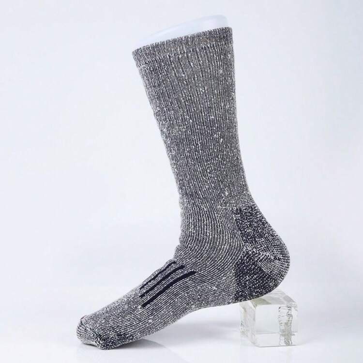 Calcetines de lana merina para hombres y mujeres, calcetines térmicos cálidos para botas y senderismo - gris claro - Añade 8