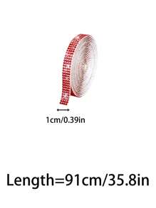 1pc Self-Adhesive Red Crystal Diamond Strip DIY Stick-On 2mm Rhinestones Suitable For Arts & Crafts, Phone, Car Decoration - Bright Red - View 16