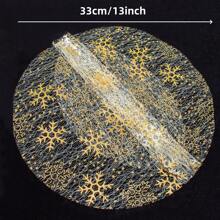 (12/24/36/50pcs) 13-Inch Thin Mesh Snowflake Placemats, Metallic Foil Mesh Placemats For Christmas Dining Table Decor, Plates, Tabletop Decor, Suitable For Christmas, Party, Wedding, Banquet (Gold/Silver) - Gold - View 4