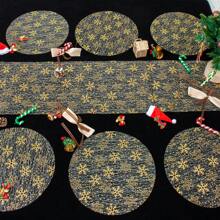 (12/24/36/50pcs) 13-Inch Thin Mesh Snowflake Placemats, Metallic Foil Mesh Placemats For Christmas Dining Table Decor, Plates, Tabletop Decor, Suitable For Christmas, Party, Wedding, Banquet (Gold/Silver) - Gold - View 6