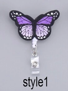 1 件蝴蝶装饰徽章夹，创意便携式伸缩名片夹，带夹子，适用于教师、学生、办公室工作人员、学校用品、返校 - 紫色 - 查看 11