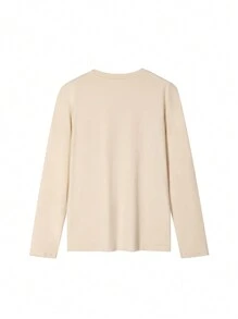 Áo thun dài tay cổ tròn in họa tiết hoàng hôn đơn giản, giản dị, thu đông 2025 dành cho nữ. Mặc áo thun dài tay dành cho nữ và tận hưởng vẻ ngoài thoải mái, sành điệu. Những chiếc áo này bền, thoải mái khi mặc và hoàn hảo để mặc hàng ngày, đi chơi cuối tuần hoặc tụ tập thường ngày. - Màu be - Xem 5