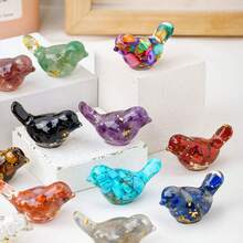 1 件天然石鸟饰品 - 手工制作的水晶和树脂花园装饰，是家庭和桌面展示的完美口袋礼物 - 紅玉髓 - 查看 3