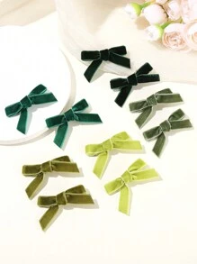 10 件绿色天鹅绒蝴蝶发夹，时尚甜美可爱发饰，Y2k 仙女芭蕾舞者风格，休闲 - 彩色 - 查看 1