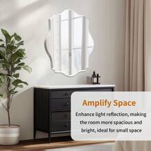Frameless Scalloped Wall Mirror Decorative Mirrored Glass Vanity With Beveled Silver Edge For Bathroom Bedroom Livingroom Dining Room Entryway Hallway Home Decor Back To School Room Decor School Supplies - 銀色 - 查看 10