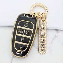 5 键 TPU 汽车遥控钥匙套带钥匙扣 - 保护套支架适用于 Tucson L 适用于 Sonata、适用于 Santa Fe、适用于 NEXO、适用于 NX4、适用于 Atos、适用于 Solaris - 适用于智能外壳遥控器保护器配件防尘防摔高端时尚钥匙包 - 電話號碼牌鑰匙扣 - 查看 6