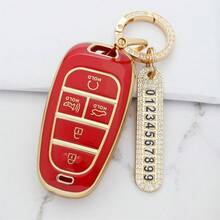 5 键 TPU 汽车遥控钥匙套带钥匙扣 - 保护套支架适用于 Tucson L 适用于 Sonata、适用于 Santa Fe、适用于 NEXO、适用于 NX4、适用于 Atos、适用于 Solaris - 适用于智能外壳遥控器保护器配件防尘防摔高端时尚钥匙包 - 電話號碼牌鑰匙扣 - 查看 7