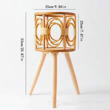 Nordic Style Lattice Flower Stand, Triangular, Floor-Standing, Woven, For Living Room, Balcony, Indoor Plants