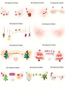 Temporary Christmas Tattoo - Waterproof Washable Face Stickers With Santa Claus, Reindeer, Trees And Candy - Multicolor - View 7