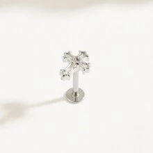 1pc Minimalist Titanium Steel Hollow Cross Shape Ear Stud, Suitable For Women Everyday Wear - Cross - View 11