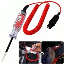 Electric Circuit Tester 5-48V Digital LCD Voltage Tester With 140 Inch Extended Spring Wire Car Truck Vehicles Low Voltage Tester With Probe For Trailer Boat Motorcycle - Red - View 2