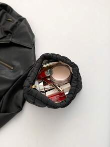 时尚多功能弹力锁边绣花线格子化妆包休闲手拿包保暖羽绒迷你包时尚多功能绗缝绣花格子化妆包，休闲手拿包，保暖袋，返校背包，旅行沙滩度假收纳袋，旅行收纳袋，化妆包，化妆袋，度假收纳袋 - 彩色 - 查看 7