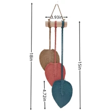1pc Macrame Leaf Wall Hanging, Bohemian Woven Tapestries Leaves Wall Art, Boho Tassels Hanging Decorative Ornament Room Decor For Nursery, Bedroom Living Room Dorm Decoration, Home Decor, Room Decor, Wall Decor Gifts Birthday Graduation