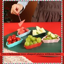 Charola en forma de árbol de Navidad para aperitivos festivos - Opción perfecta para restaurantes/hoteles. Platos y conjunto para dip en forma de árbol de Navidad, Plato para aperitivos navideños con charola, Plato para aperitivos, postre, ensalada de frutas desmontable, Charola para cubiertos - Opción perfecta para restaurantes - Multicolor - Ver 15