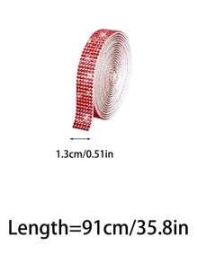 1pc Self-Adhesive Red Crystal Diamond Strip DIY Stick-On 2mm Rhinestones Suitable For Arts & Crafts, Phone, Car Decoration - Bright Red - View 18