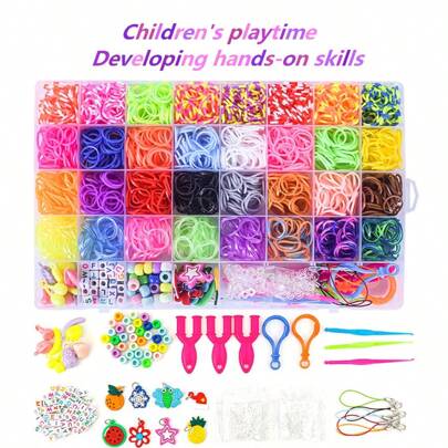 15pcs/24pcs/40pcs Mixed Style/Color Rubber Band Bracelet Set, Elastic Rubber Bands Loom Kit, Bracelet Making Kit, Weaving DIY Craft Gifts Loom Bands Set