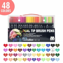 48 Colores Marcadores Plumones Punta De Pincel Dual Brush - Conjuntos - Ver 2