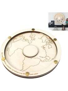 1pc Personalized Wooden Coin Holder - Ideal Travel Enthusiast Gift, Large Round Cash Bank With Unique Design, Perfect For Home Decor & Collecting Memories