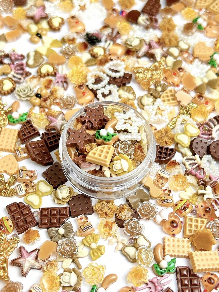 1 Hộp Thiệp Hoạt Hình Bánh Quế Sô Cô La Mô Phỏng Nhiều Màu Maillard Hình Cây Chuột Hamster Nhựa Hoa Hồng Ngọc Trai Trái Tim Ngôi Sao Năm Cánh Trang Trí Nghệ Thuật Làm Móng Cho Đồ Dùng Làm Móng Tự Làm Móng Tay Mặt Dây Chuyền Đá Quý Làm Móng - Nhiều màu - Xem 1