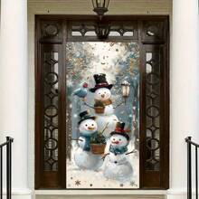 圣诞快乐，雪人门框装饰 - 无需电源 - 户外家居室内使用 - 派对摄影背景 - 节日门框 - 派对横幅和背景，万圣节，万圣节装饰 - 彩色 - 查看 3