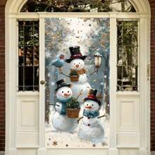 圣诞快乐，雪人门框装饰 - 无需电源 - 户外家居室内使用 - 派对摄影背景 - 节日门框 - 派对横幅和背景，万圣节，万圣节装饰 - 彩色 - 查看 1