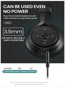 Picun Auriculares inalámbricos P28X, sonido dinámico dual, auriculares ligeros plegables estéreo de alta fidelidad, 30 horas de reproducción con modo de música EQ, auriculares inalámbricos con micrófono para graves profundos en el teléfono y la PC.