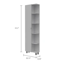 Urano Corner Linen Cabinet, Five External Shelves, Single Door, Four Interior Shelves -White - White - View 3