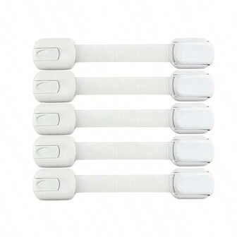 5/10 包橱柜锁，适用于抽屉、冰箱、洗衣机、餐椅、碗橱、壁橱、烤箱、垃圾桶，无需粘合剂可调节多用途锁扣，白色