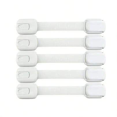 5/10 包橱柜锁，适用于抽屉、冰箱、洗衣机、餐椅、碗橱、壁橱、烤箱、垃圾桶，无需粘合剂可调节多用途锁扣，白色