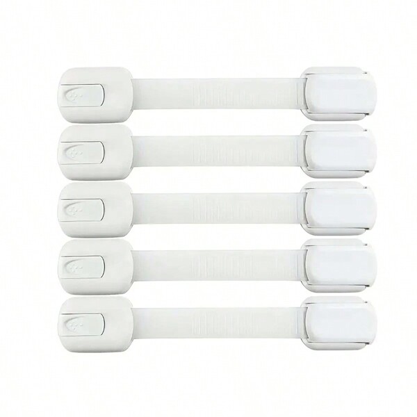 5/10packs Cabinet Locks, For Drawer, Fridge, Washing Machine, Dish Chair, Cupboard, Closet, Oven, Trash Can, No Adhesive Adjustable Multi-Purpose Lock Buckle, White