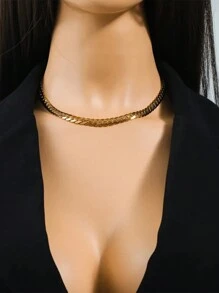 2pcs Simple Stainless Steel Thick Chain Hip Hop Punk Personalized Cool Necklace + Bracelet Set - Set - View 6