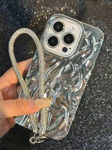 3in1 Plated Crinkle Phone Case + Lanyard + Lens Protector,International Version, Not The Domestic Version - Silver - View 6