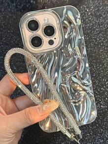 3in1 Plated Crinkle Phone Case + Lanyard + Lens Protector,International Version, Not The Domestic Version - Silver - View 5