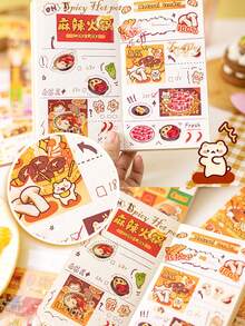 4 件贴纸包：美味食物贴纸相册、节日装饰贴纸、防水 PET 贴纸，适用于平安夜、圣诞节、万圣节、新年、学生礼物、祝福、可爱复古派对礼品卡、感恩节礼物、INS 别致 DIY 工具、卡通节日装饰、学生礼物 - 彩色 - 查看 6