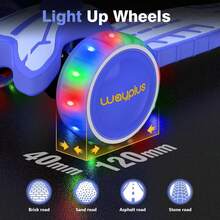 WAYPLUS 3 Wheel Scooter For Kids Ages 3+, 25mm Extra Thick Deck & Light Up Wheels For Kids Ages 3-5, 5-7. 4 Levels Adjustable Heights, Three Wheel Scooter For Kids Ages 8-12, Max Load 180LBS - 藍色 - 查看 3