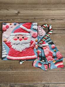 女士圣诞新款休闲风格森林圣诞老人定位印花圆领插肩袖套头衫