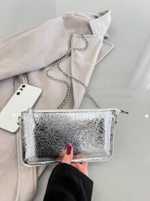 Women's Party Bag Square Cluth Handbag Crossbody Chain Strap - 銀色 - 查看 5