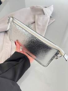 Women's Party Bag Square Cluth Handbag Crossbody Chain Strap - 銀色 - 查看 7