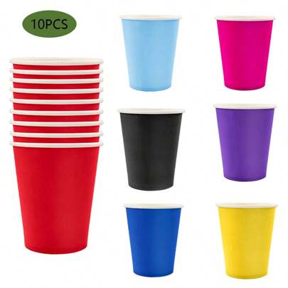10pcs-Disposable Colourful Paper Cups, Cold Drink Cups, Coffee Cups Photography Props, Bachelor Games Holiday Celebrations & Family Gatherings Camping Holiday Celebrations Birthday Parties Tea Parties Weddings Birthday Gifts Valentine's Day Home Office Parties Thanksgiving Gifts Crafts Fashion Accessories Christmas Halloween Easter Valentine's Day