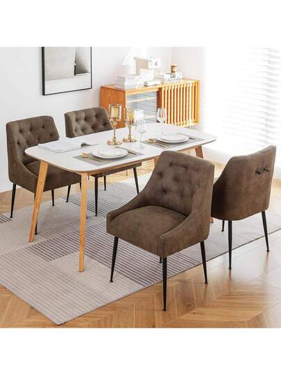 Set Of Dining Chairs Metal Feet, Moderne Kitchen Backrest, Dining/Living Room Lounge view 5