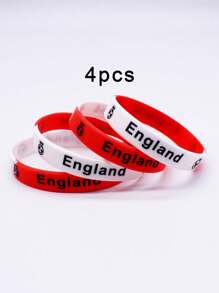 4pcs/Set Silicone Wrist Bands With Various National Flag Colors And Football Decor - National Flag Color Silicone Bracelet - View 14